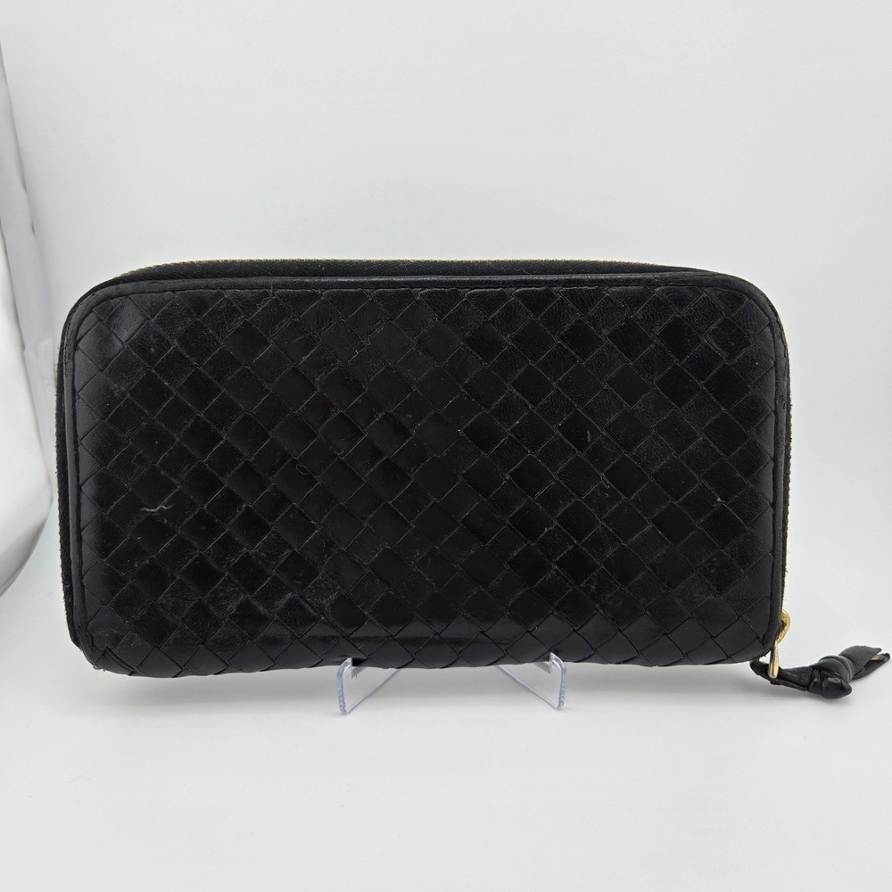 Bottega Veneta Intrecciato Leather Zip Around Wallet Black 114076 V0013 1000 - Picture 2 of 10